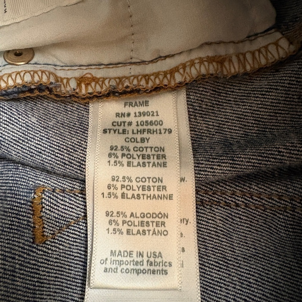 Frame Le High Flare High Rise Raw Released Fray Hem Med Blue Denim Jeans Size 28 - Picture 12 of 14